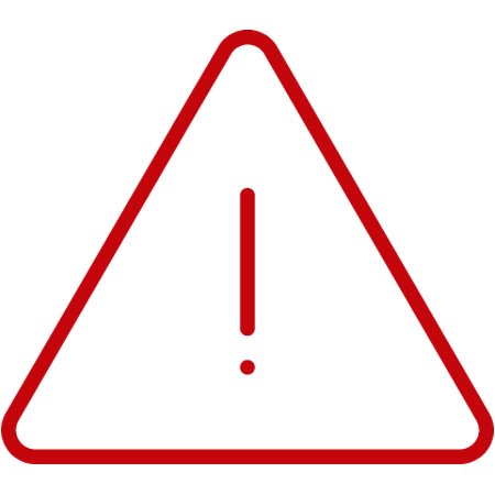 Line art image of an exclamation mark inside of a triangle